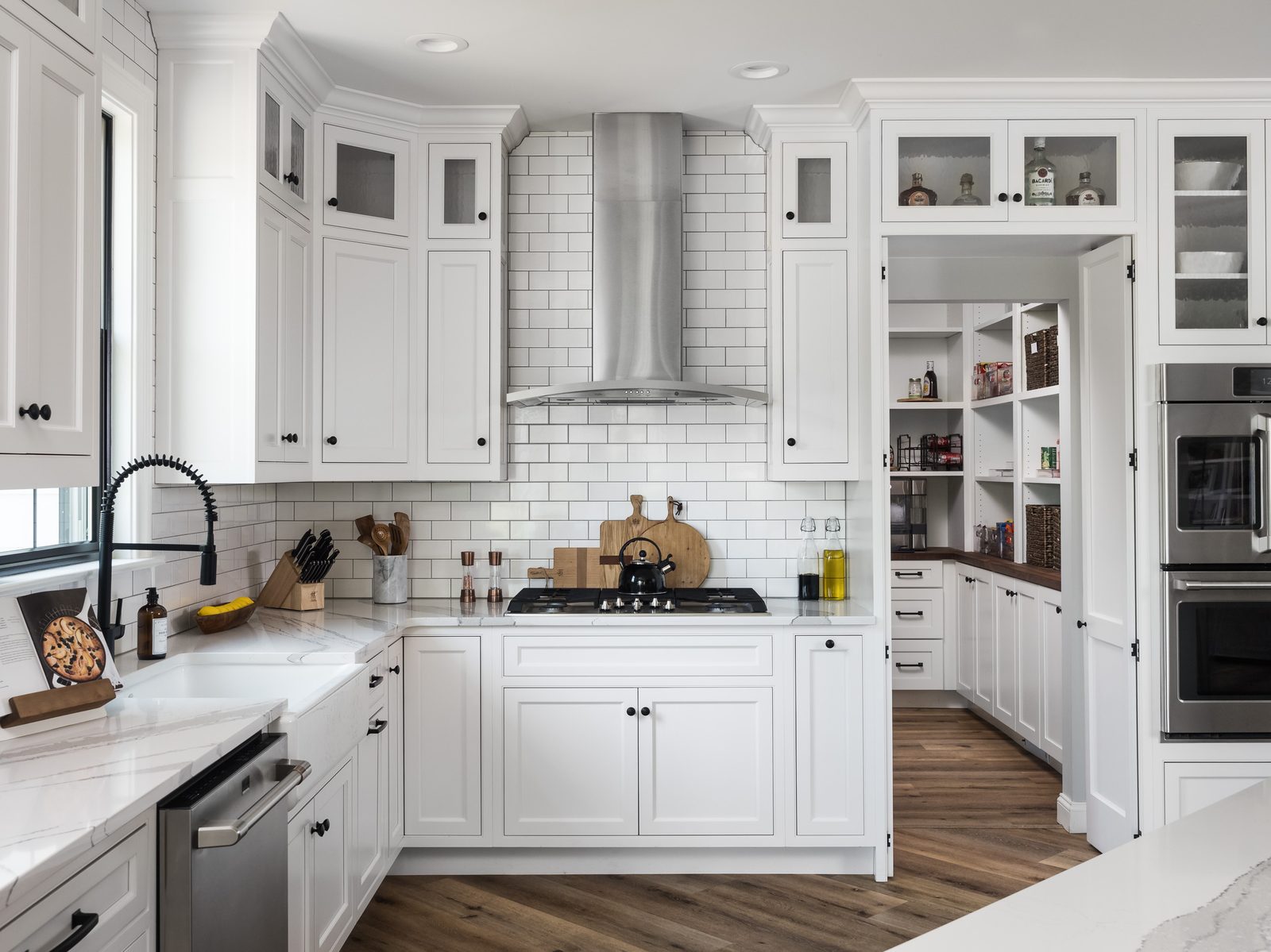 Custom kitchen with beam ceiling in the Bayview Farmhouse, Breton Bay, Leonardtown MD